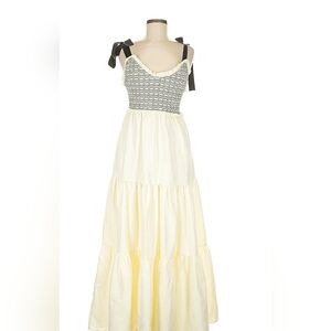 Cream and Black Tiered Ruffle Maxi Dress Size M